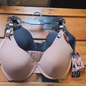 Women's Black and Tan Bra Set 36D